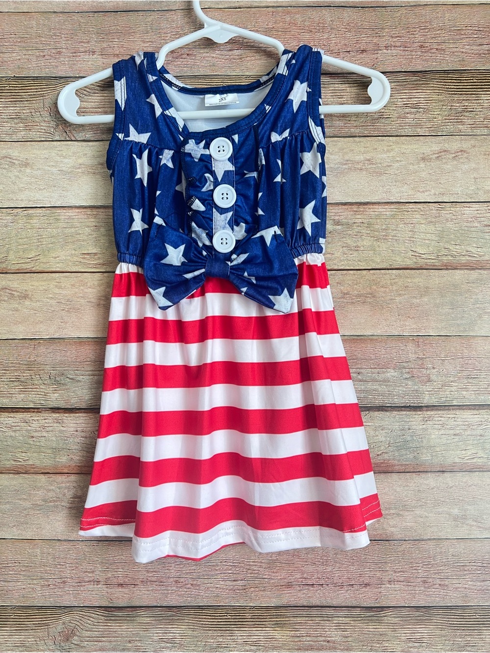 Girls' Patriotic Red White and Blue Star & Stripe Dress